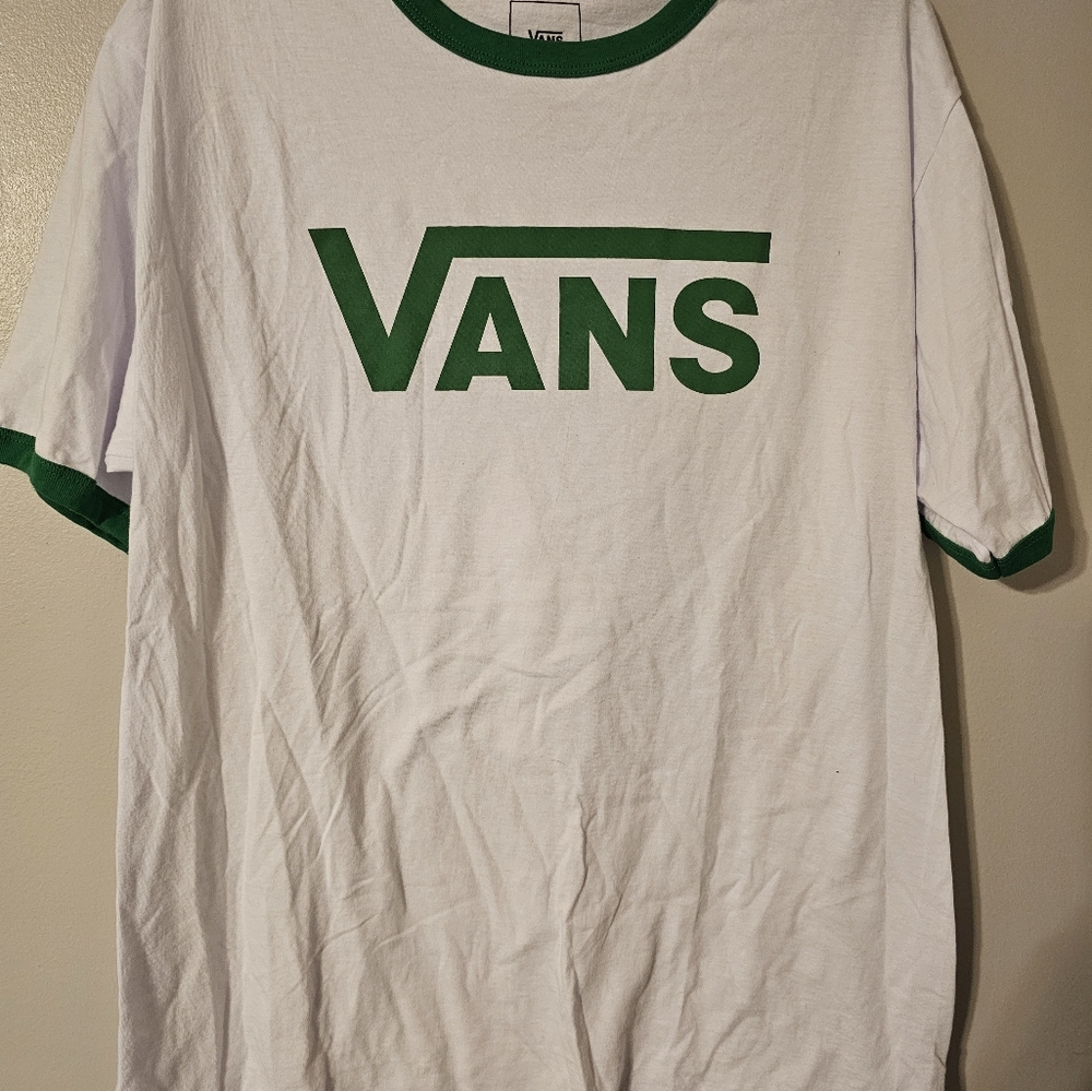 Great condition white with greean trim Vans size M shirt